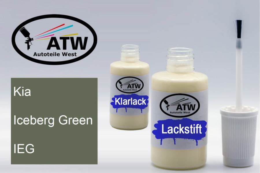 Kia, Iceberg Green, IEG: 20ml Lackstift + 20ml Klarlack - Set, von ATW Autoteile West.